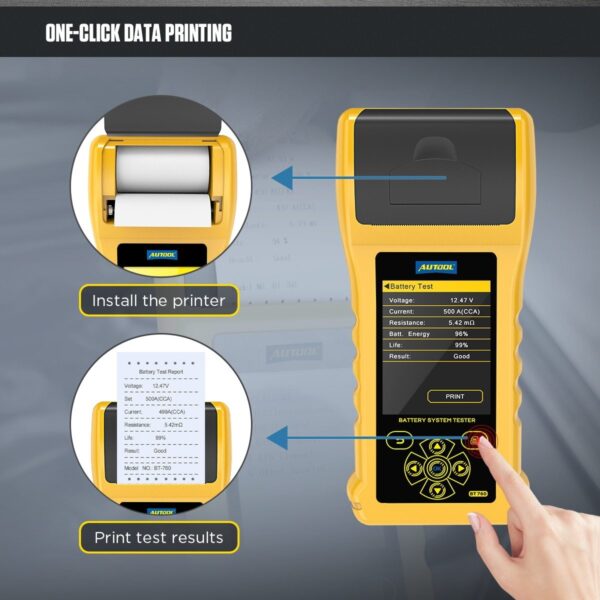AUTOOL BT760 Battery Load Tester Printer