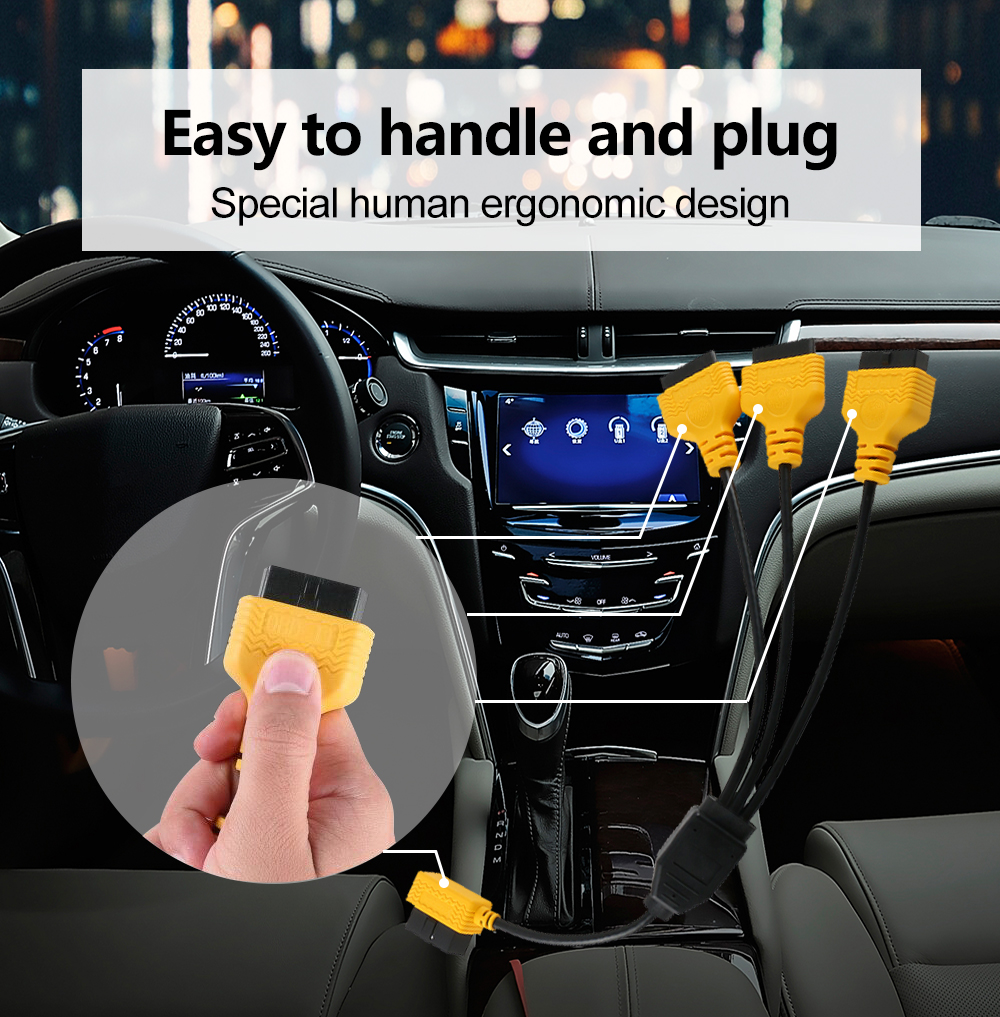 AUTOOL OBD2 splitter cable easy to handle and plug in vehicle interior