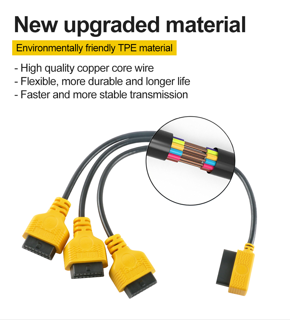 AUTOOL OBD2 splitter cable upgraded TPE material and copper core wire image