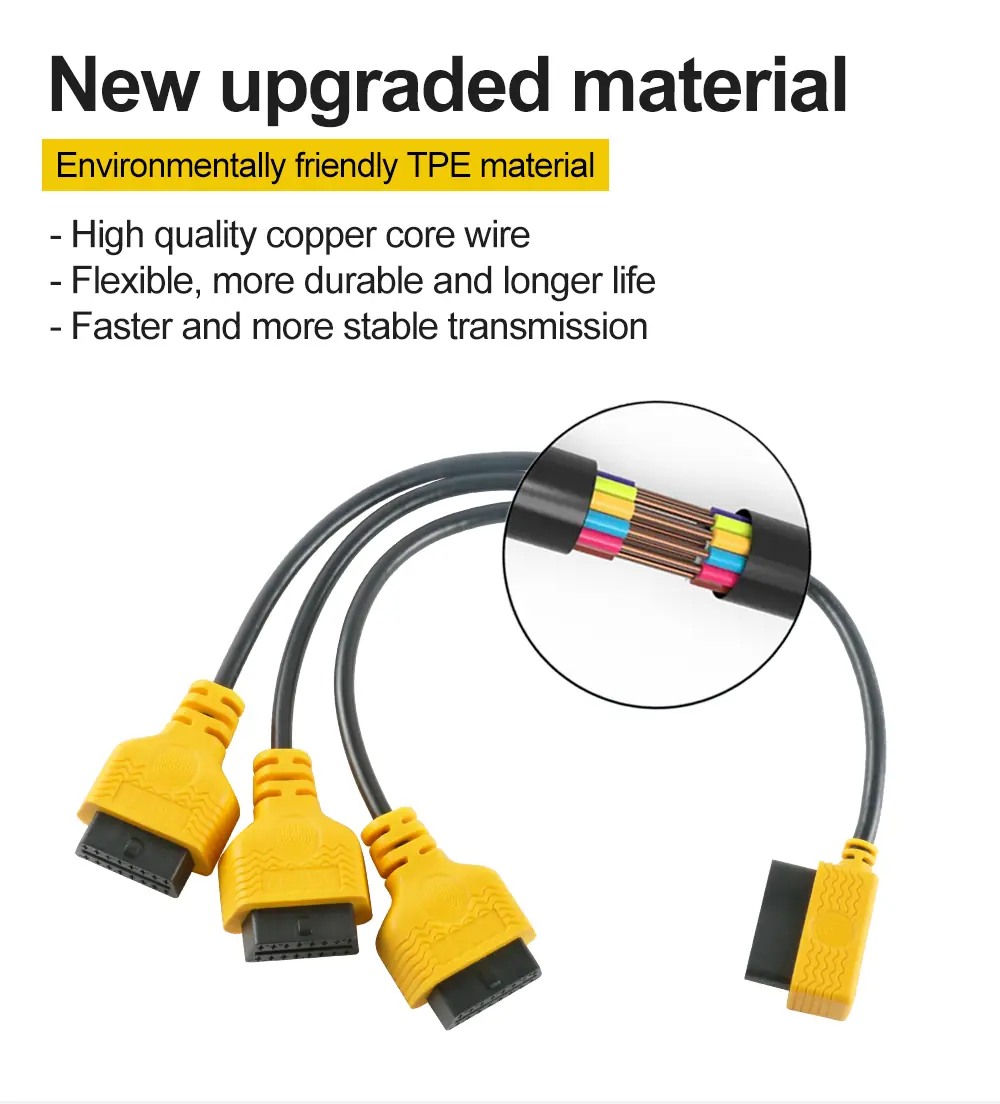 AUTOOL OBD2 splitter cable upgraded TPE material and copper core wire image