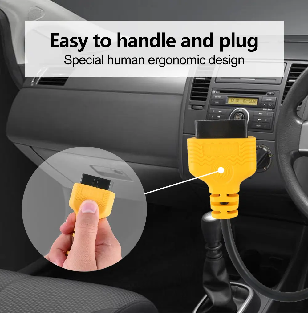 AUTOOL OBD2 extension cable easy to handle and plug in vehicle interior