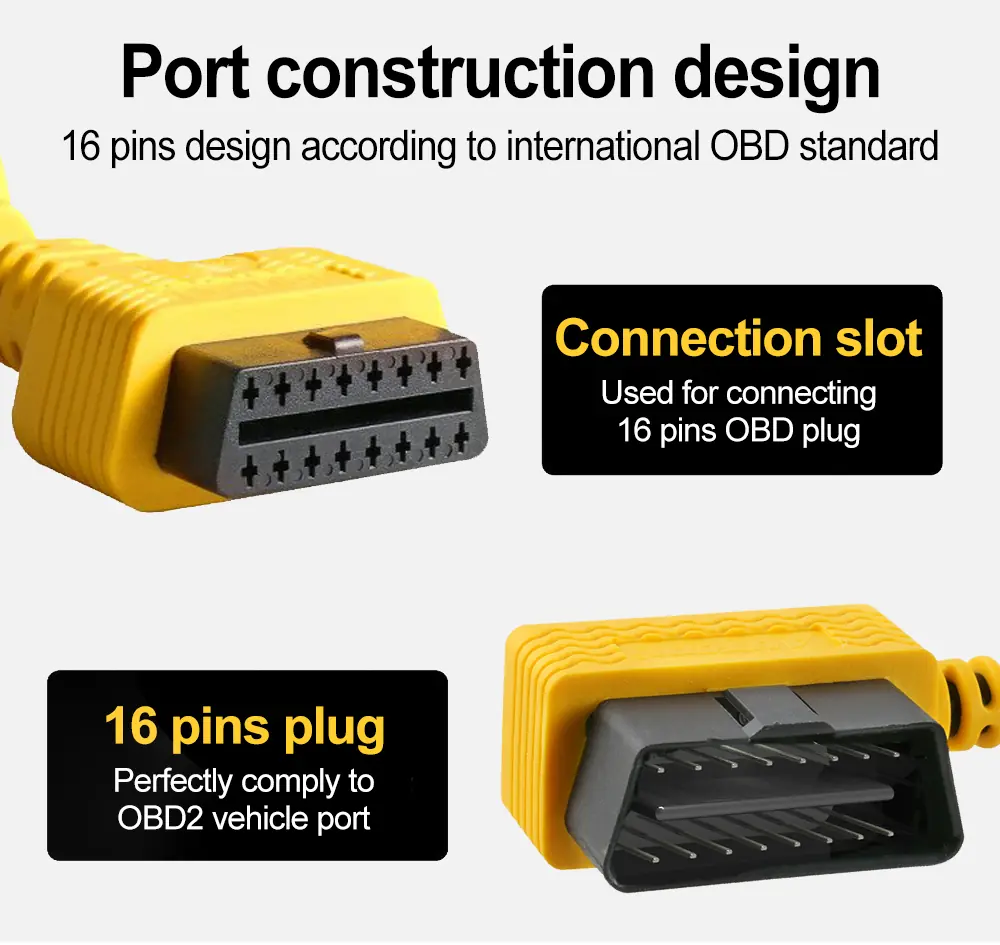 AUTOOL OBD2 splitter cable 16-pin port construction design image