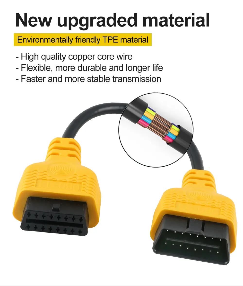 AUTOOL OBD2 extension cable upgraded TPE material and copper core wire image