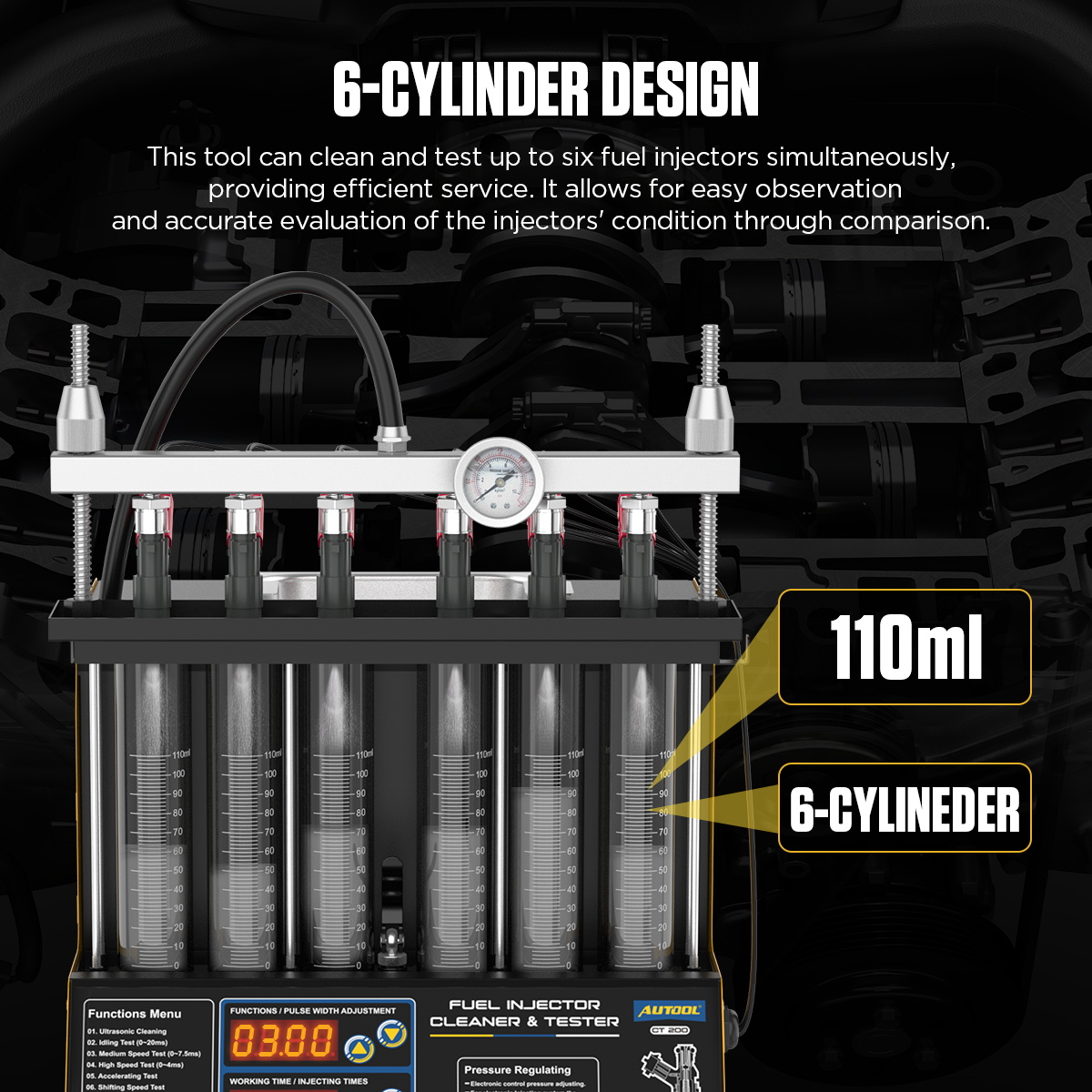 AUTOOL CT200 6-cylinder design with 110ml measuring cylinders