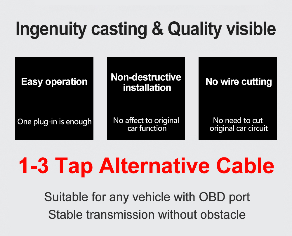 AUTOOL OBD2 splitter cable easy operation non-destructive installation and no wire cutting feature image