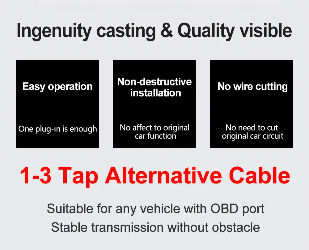 AUTOOL OBD2 splitter cable easy operation non-destructive installation and no wire cutting feature image