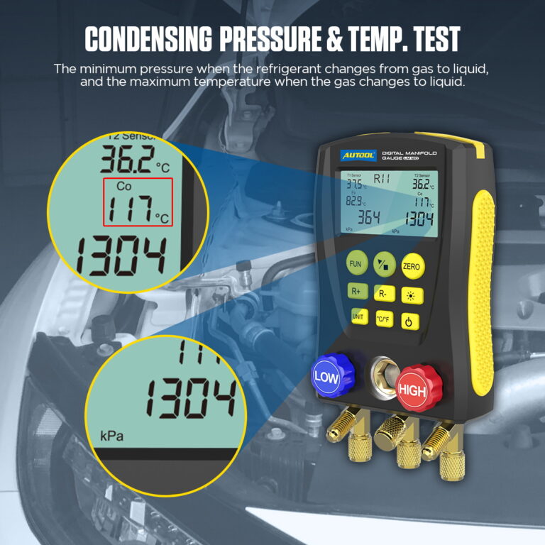 AUTOOL LM120 AC Manifold Gauge Refrigerant Identifier 1 AUTOOL LM120 AC Manifold Gauge Refrigerant Identifier