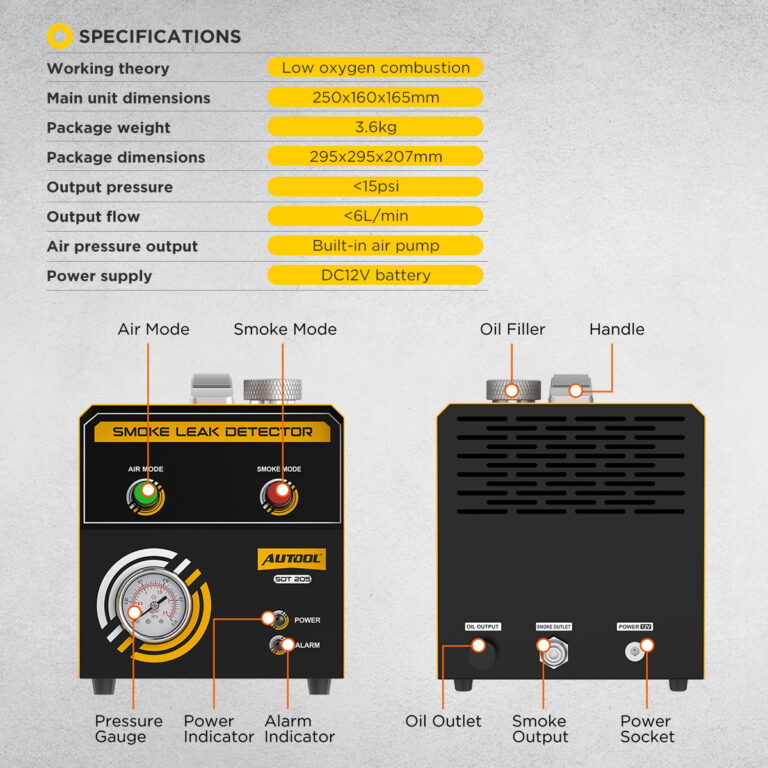 AUTOOL SDT205 Automotive Smoke Machine Leak Detector-10 AUTOOL SDT205 Automotive Smoke Machine Leak Detector with Air & Smoke Modes
