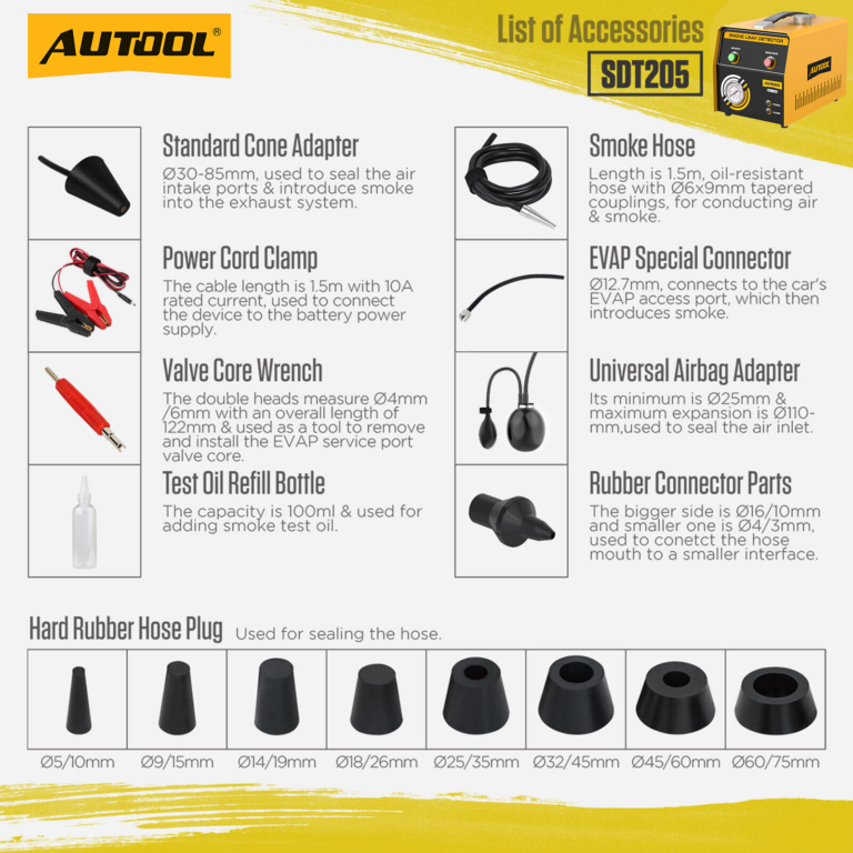 AUTOOL SDT205 Automotive Smoke Machine Leak Detector-11 AUTOOL SDT205 Automotive Smoke Machine Leak Detector with Air & Smoke Modes