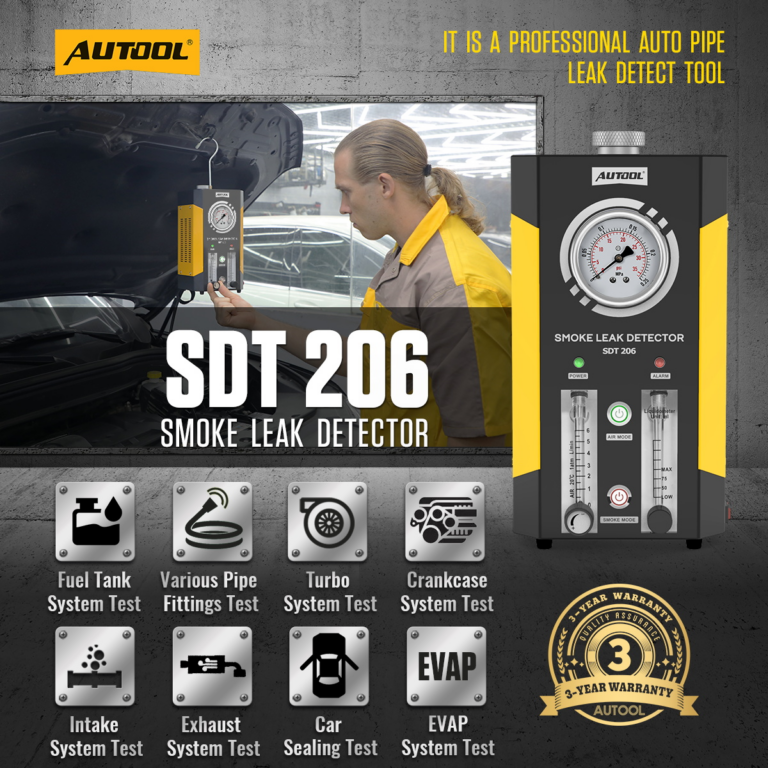 AUTOOL SDT206 Automotive Smoke Machine with Dual Built-In Pumps & Flow Control
