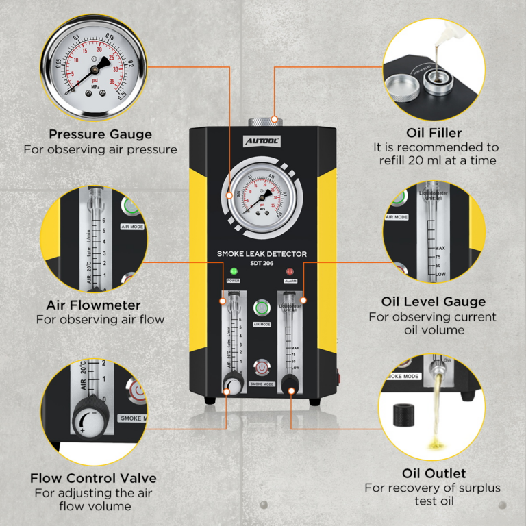 AUTOOL SDT206 Automotive Smoke Machine with Dual Built-In Pumps & Flow Control