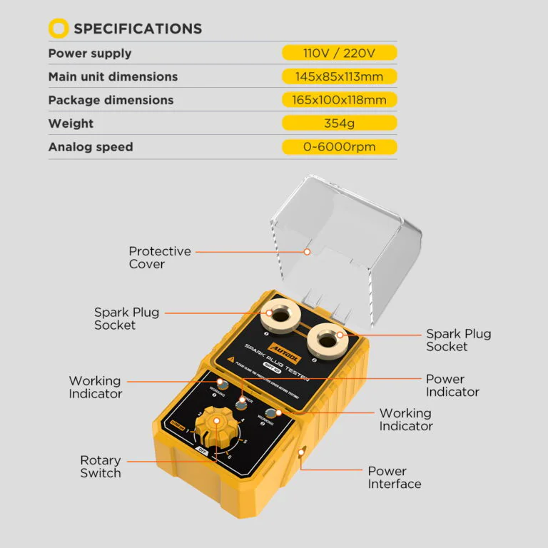 AUTOOL SPT101 Dual-Socket Spark Plug Tester, Up to 6000 RPM