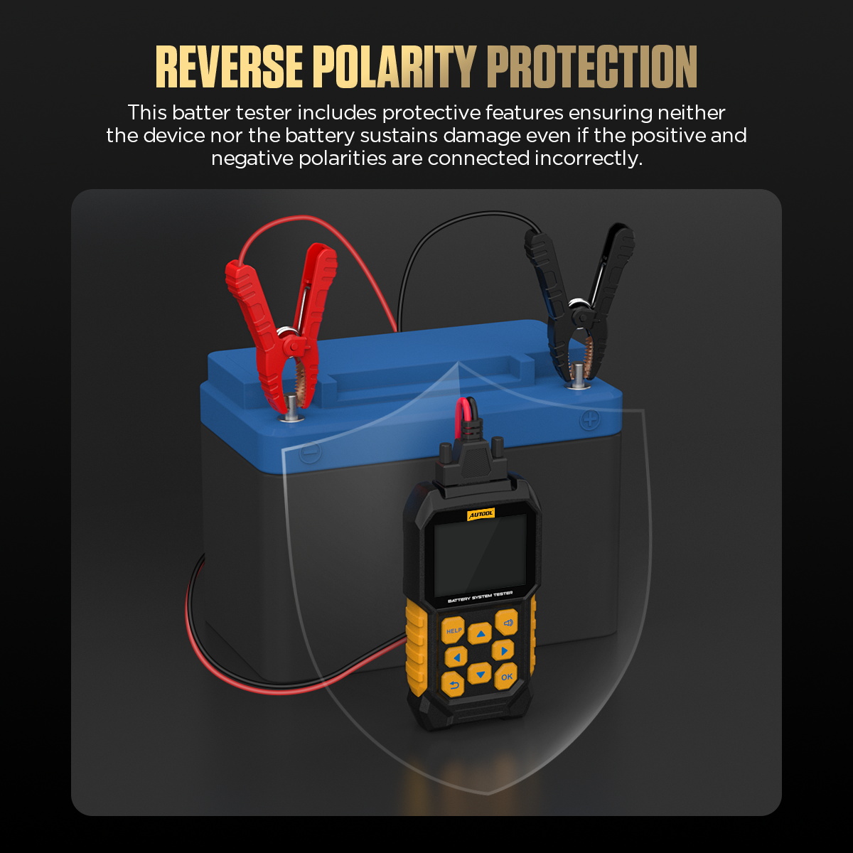 AUTOOL BT460 reverse polarity protection battery clamp safety image