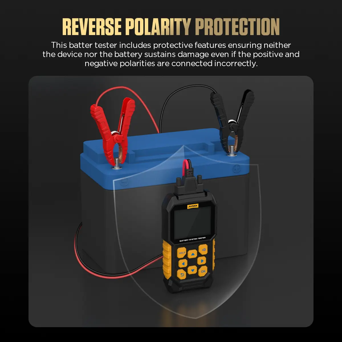 AUTOOL BT460 reverse polarity protection battery clamp safety image