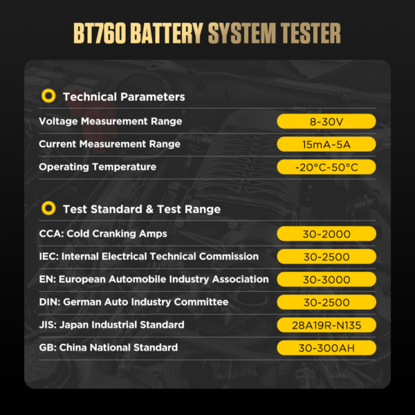 AUTOOL BT760 Battery Load Tester Printer