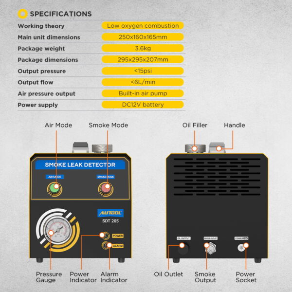 AUTOOL SDT205 Automotive Smoke Machine Leak Detector