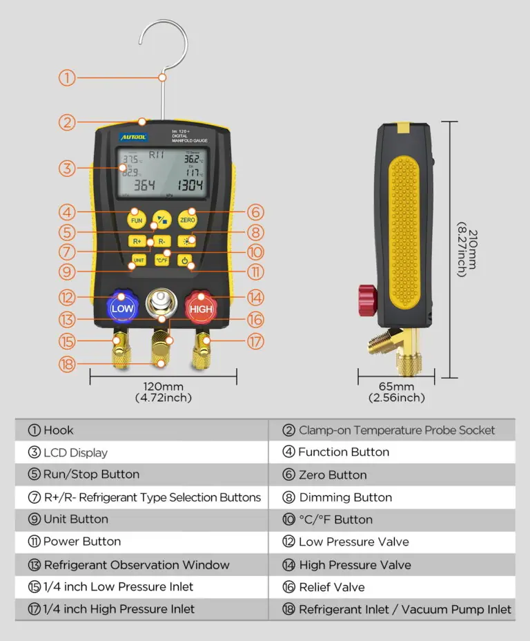 AUTOOL LM120+ Digital Refrigerant Gauges Hvac Gauges