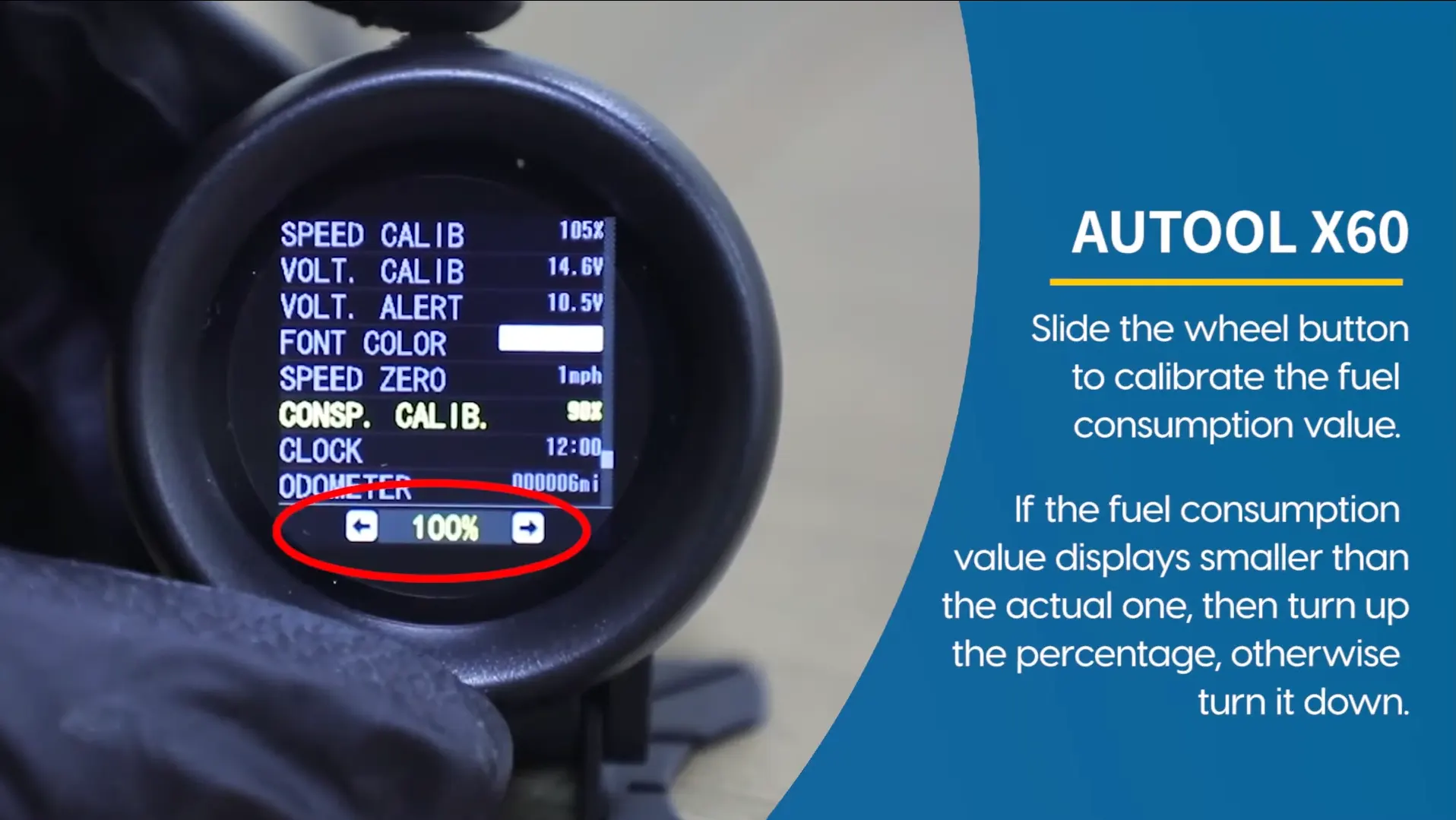 AUTOOL X60 slide the wheel button