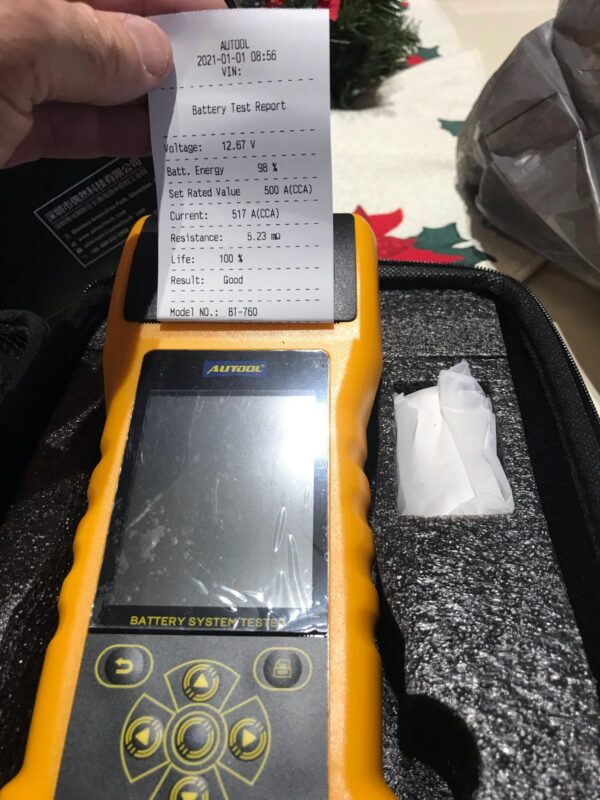 AUTOOL BT760 Battery Load Tester Printer