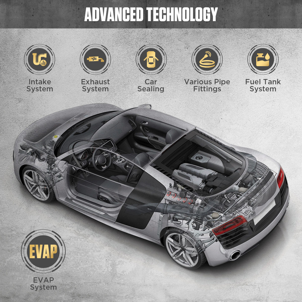 AUTOOL SDT103 advanced technology application areas including intake exhaust car sealing pipe fittings fuel tank and EVAP system
