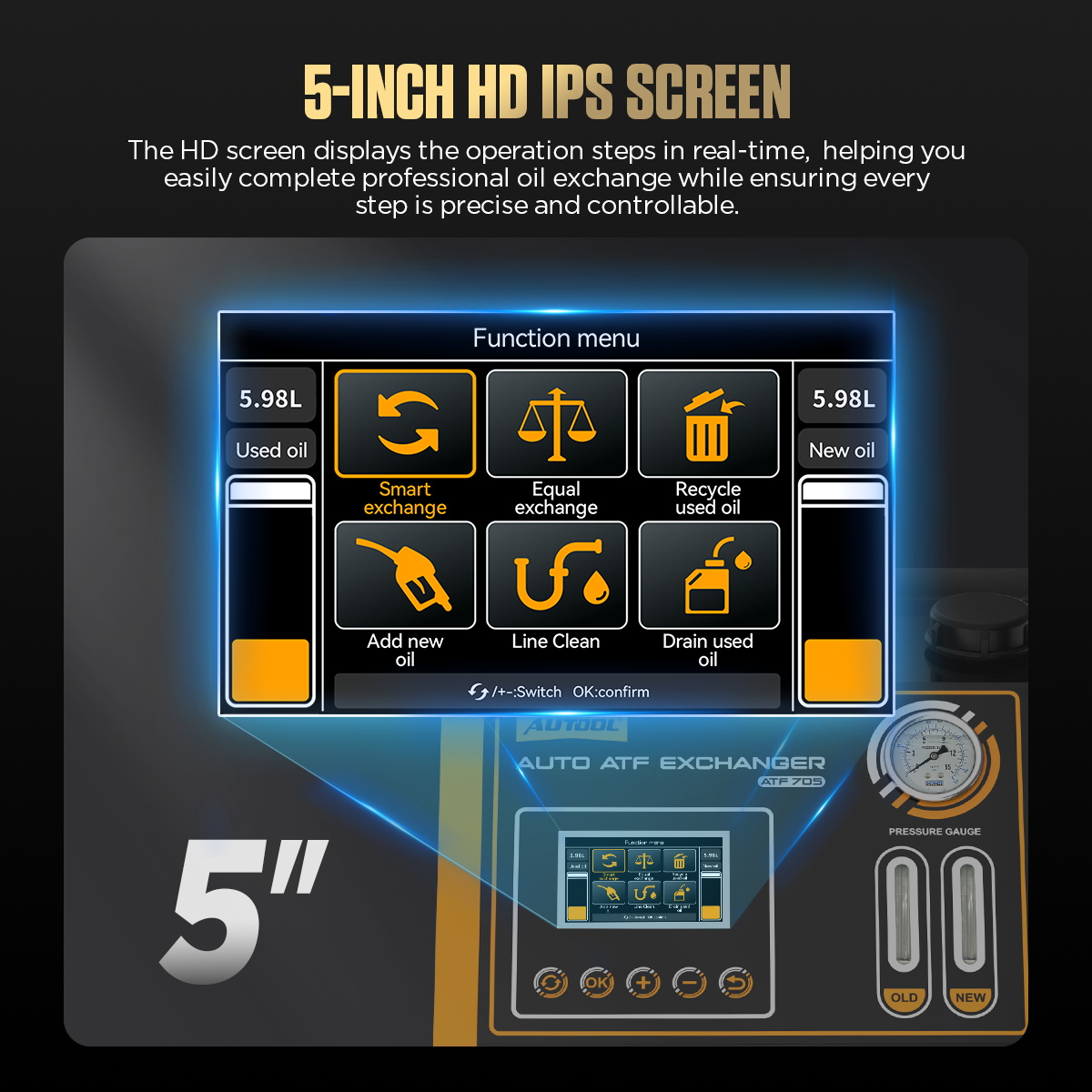 AUTOOL ATF705 5 inch HD IPS screen function menu