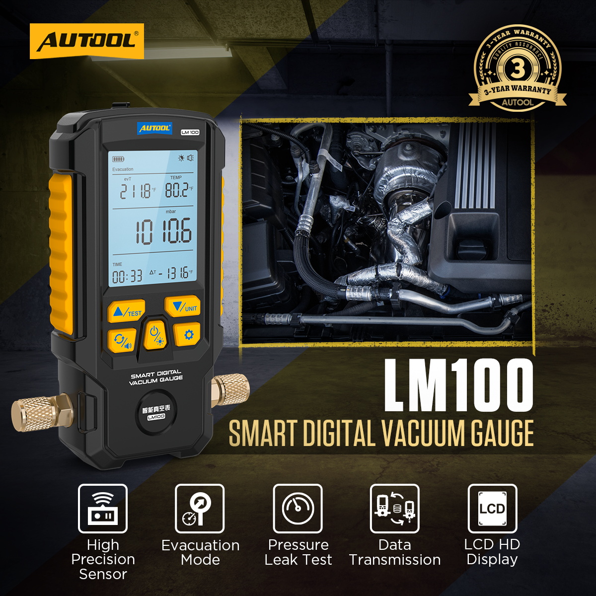 AUTOOL LM100 smart digital vacuum gauge main product image