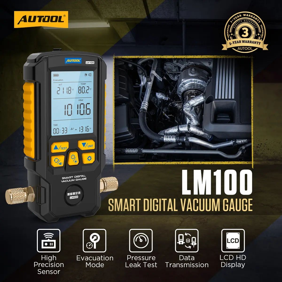 AUTOOL LM100 smart digital vacuum gauge main product image