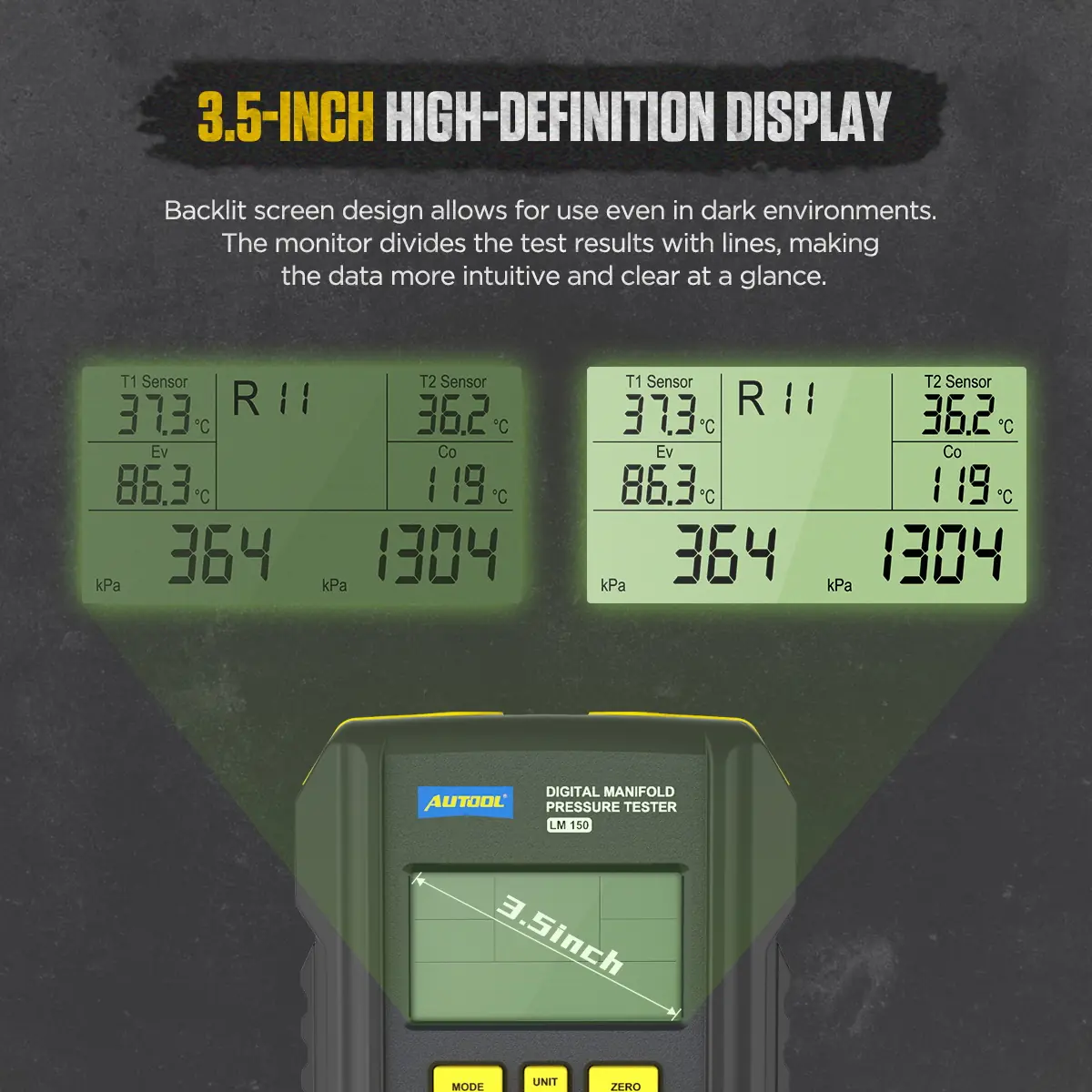 AUTOOL LM150 3.5 inch high definition backlit display