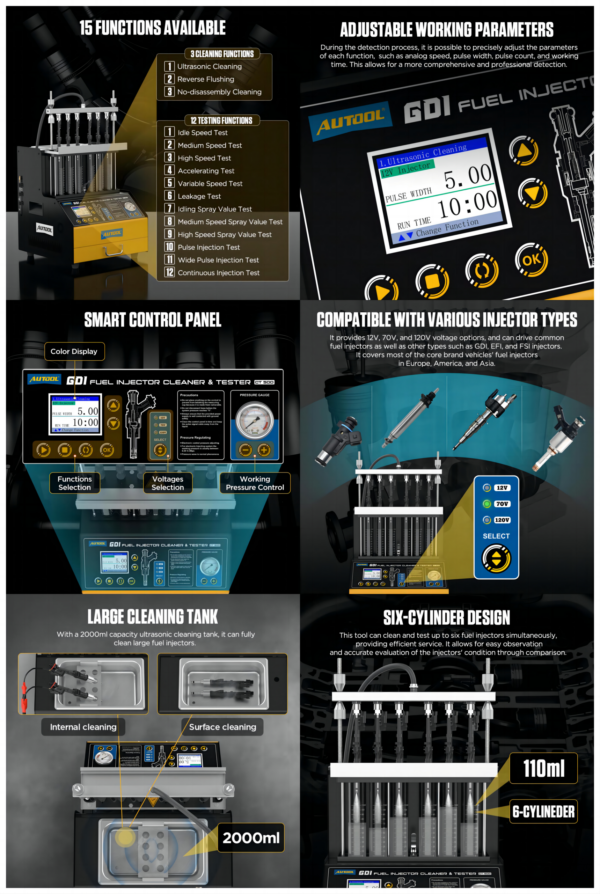 AUTOOL CT500 GDI EFI FSI Fuel Injector Cleaner and Tester