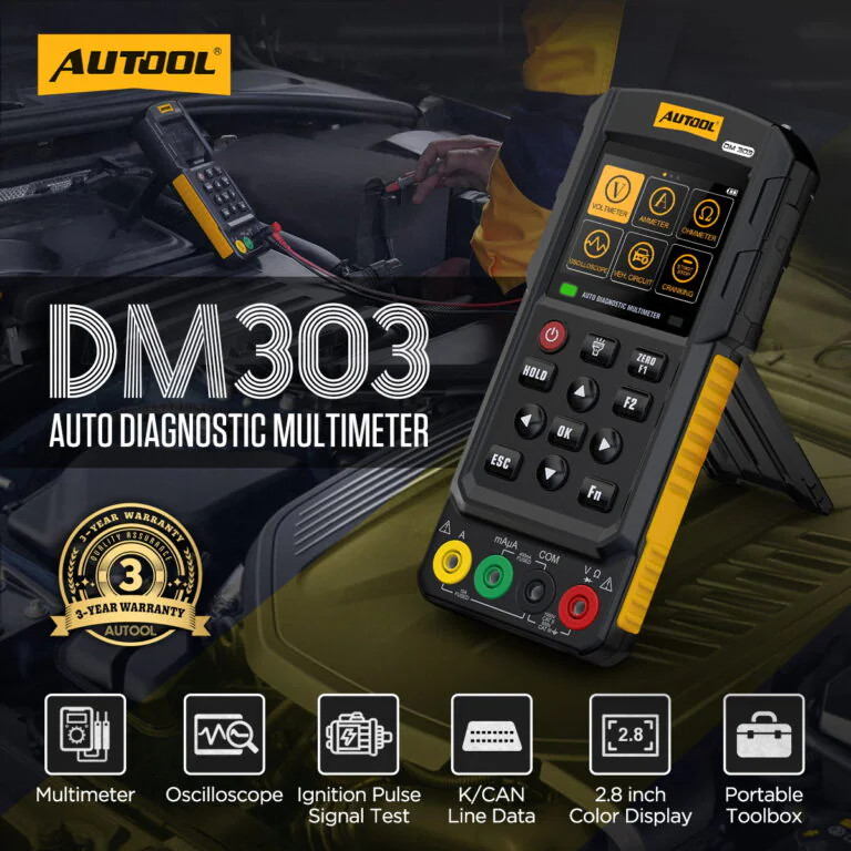 AUTOOL DM303 automotive diagnostic multimeter with twelve test functions