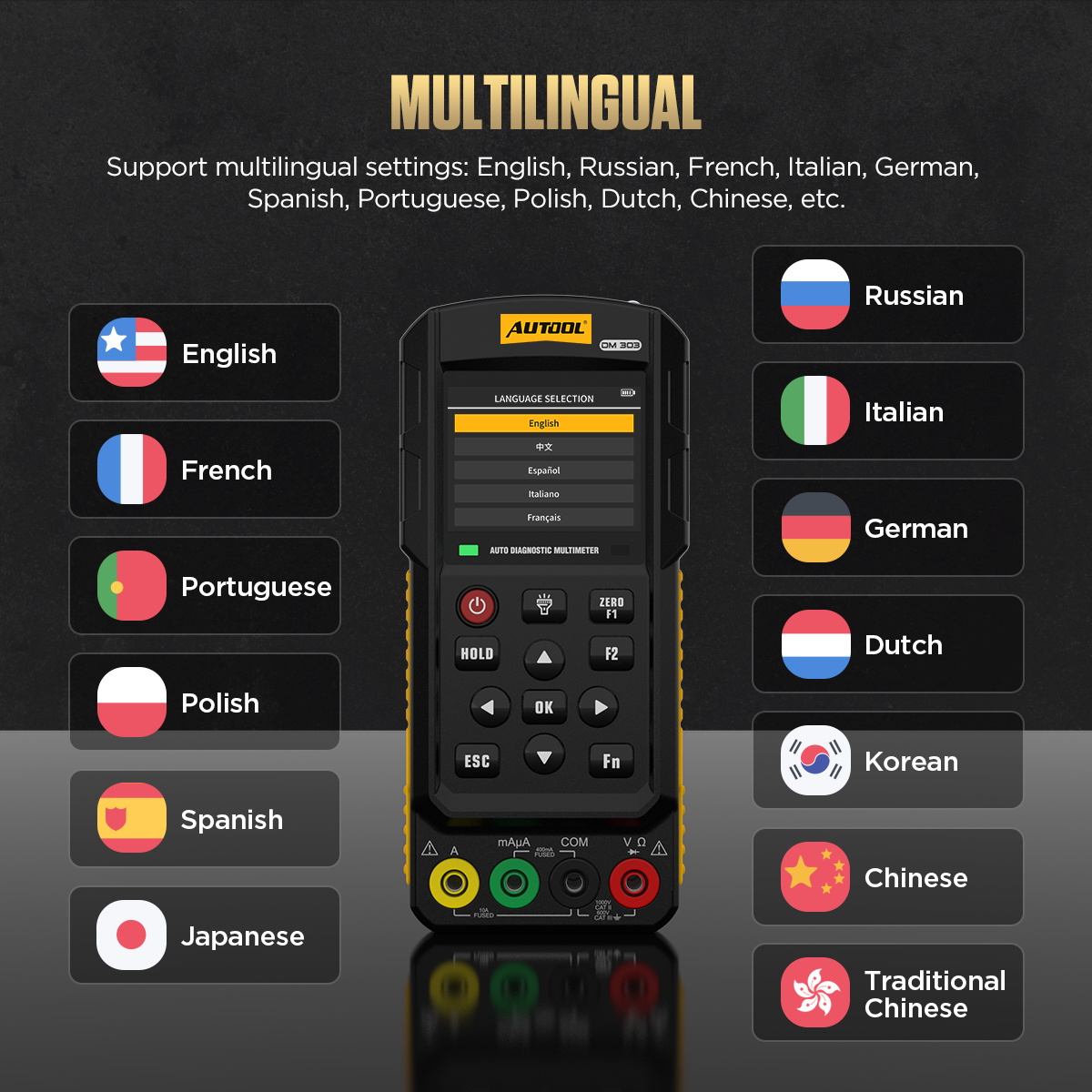 AUTOOL DM303 multilingual interface language support image