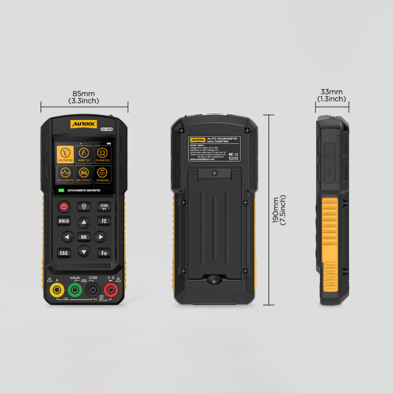 AUTOOL DM303 automotive diagnostic multimeter specifications and dimensions