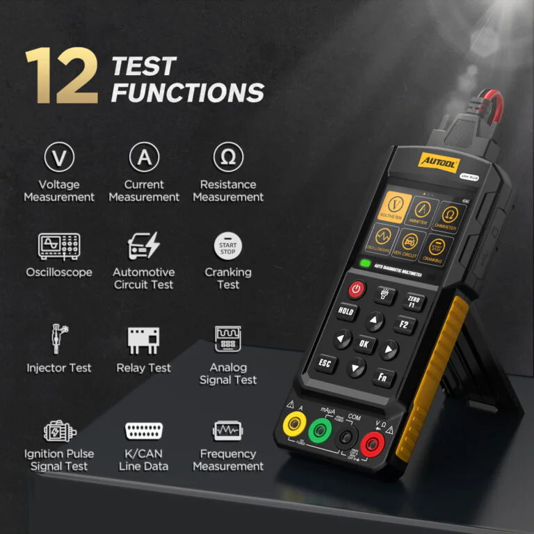 AUTOOL DM303 automotive diagnostic multimeter with twelve test functions