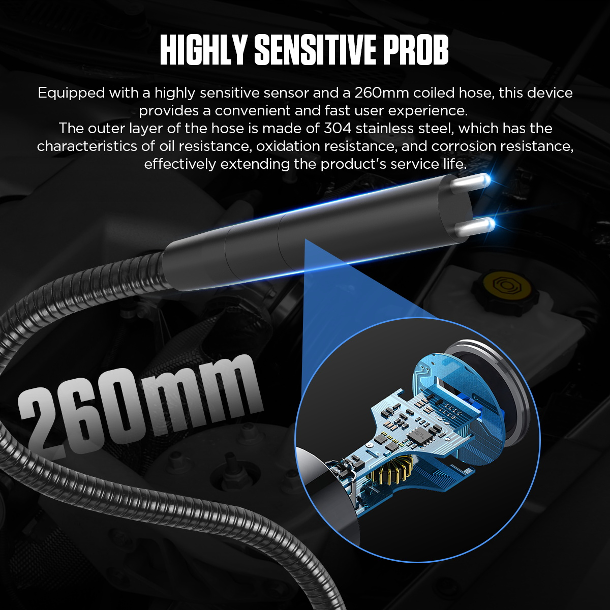 AUTOOL AS502 highly sensitive 260mm probe and 304 stainless steel hose image