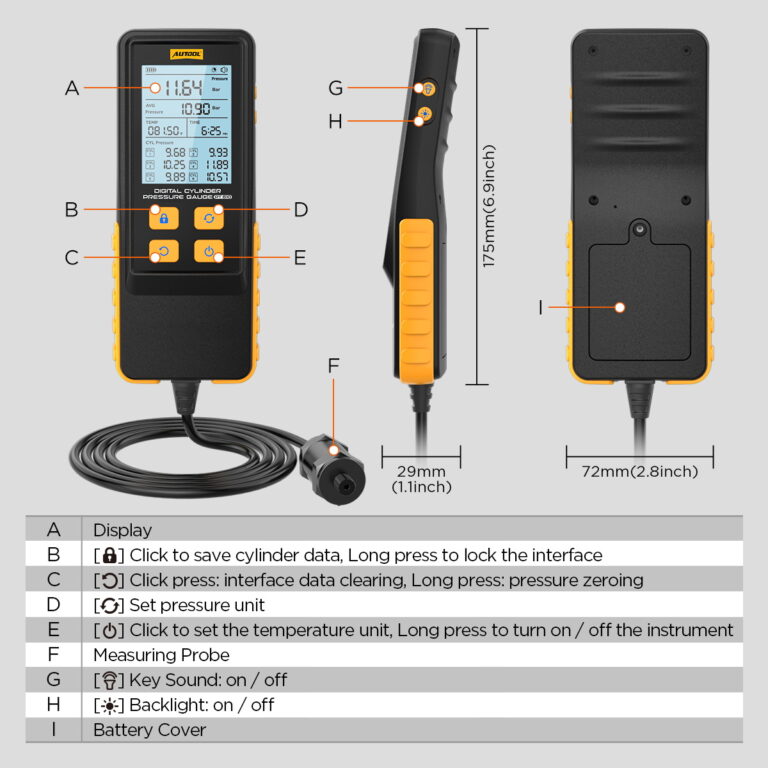AUTOOL PT610 Cylinder Pressure Gauge Automotive Tool-12 AUTOOL PT610 Cylinder Pressure Gauge Automotive Tool