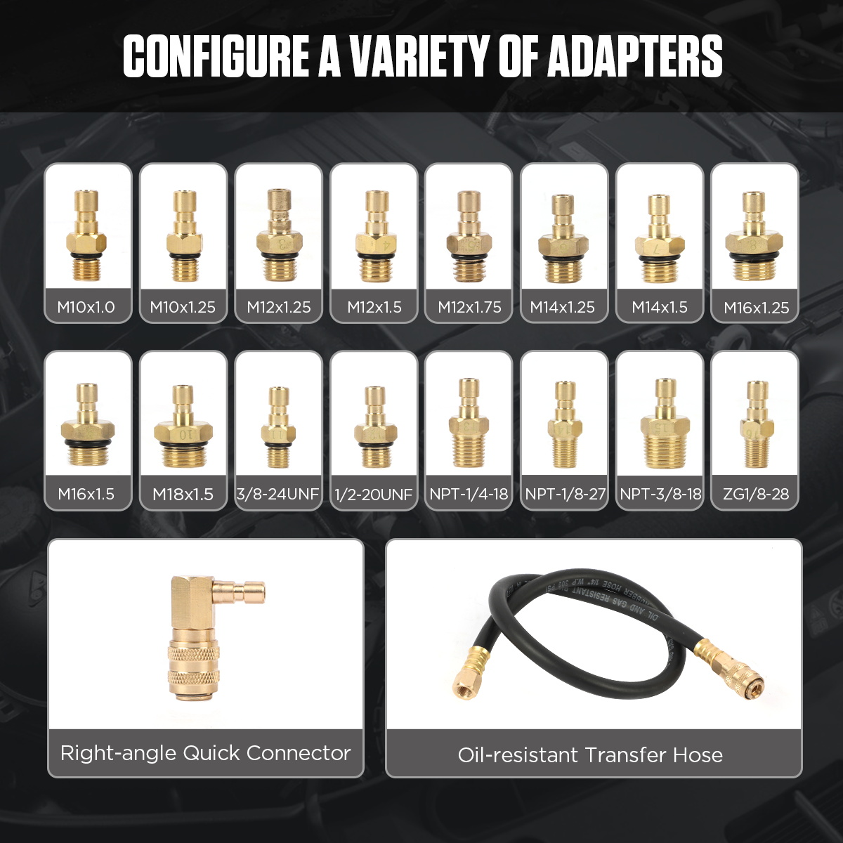 AUTOOL PT620 adapter set right angle quick connector and oil resistant transfer hose