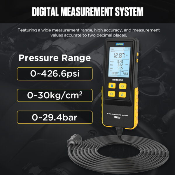 AUTOOL PT635 Fuel Pressure Gauge(Hight-end Version) 0-426 PSI Digital Display Automotive Tool for Motorcycle Car Truck