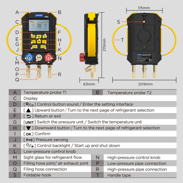AUTOOL LM160 Refrigerant Leak Detector Digital Manifold Gauges