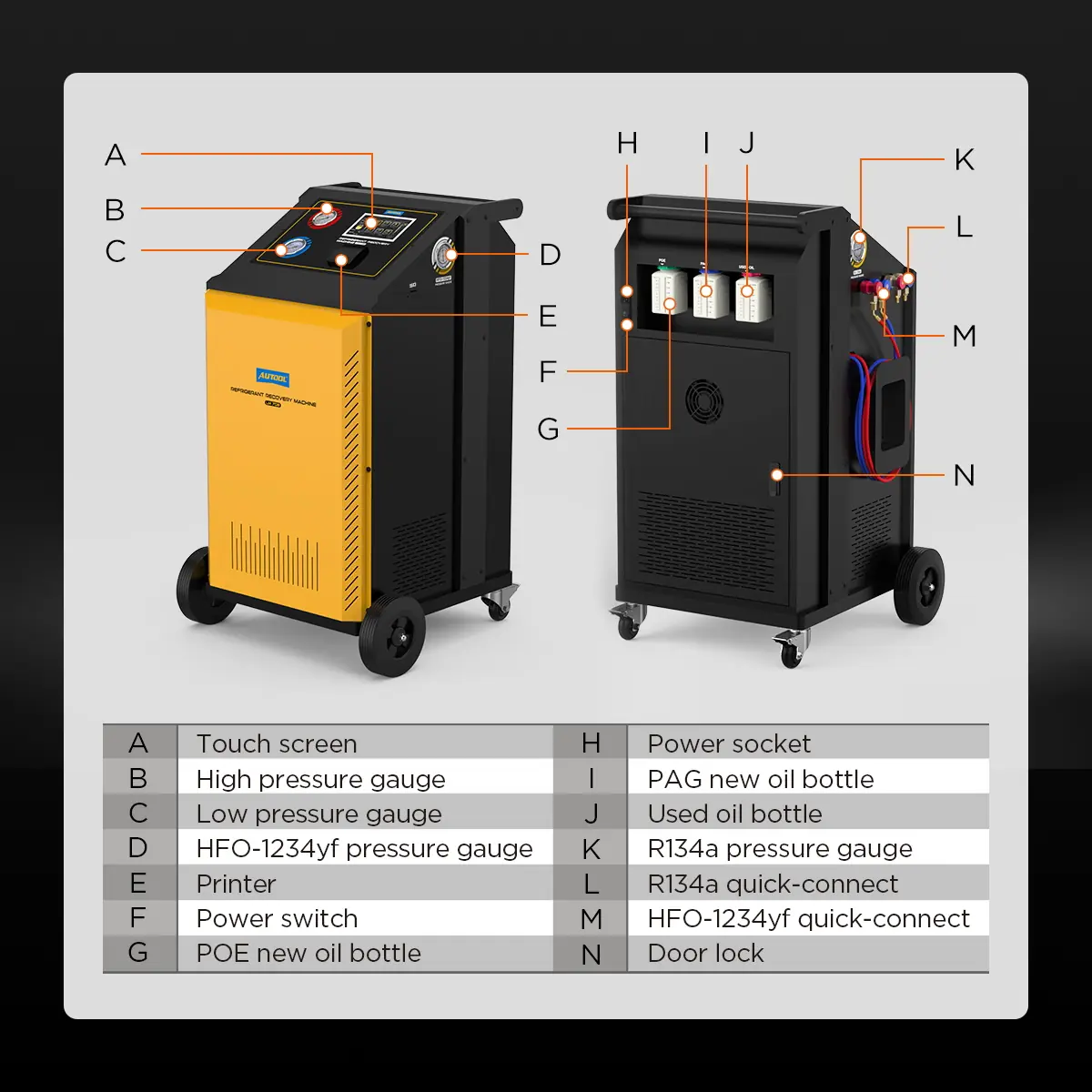AUTOOL LM708 machine structure and interface component diagram