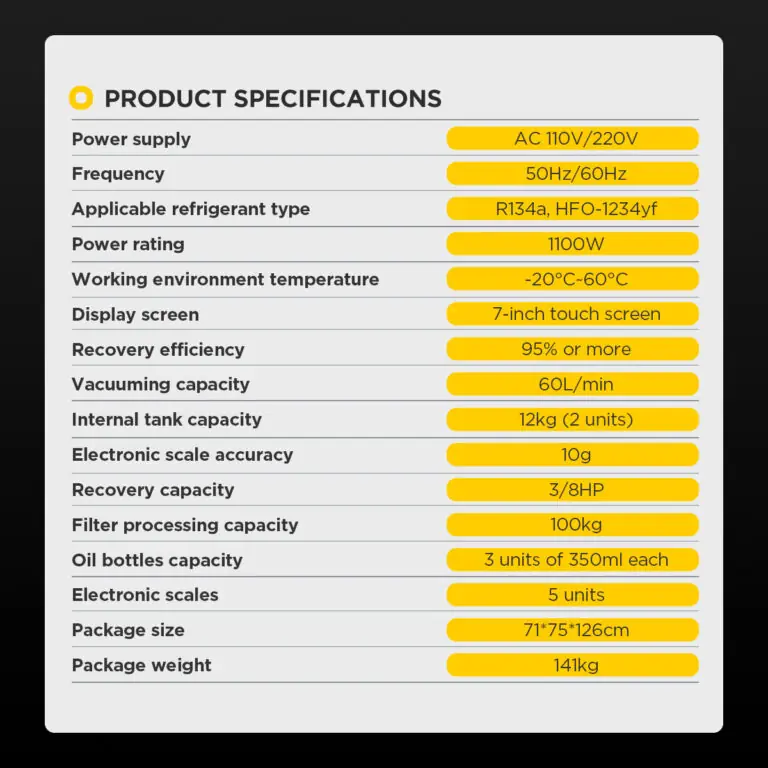 AUTOOL LM708 Fully Automatic Refrigerant Recovery Machine, Built-in Compressor, Scale & Filter, Touch Screen, HVAC Use for R134A & R1234YF