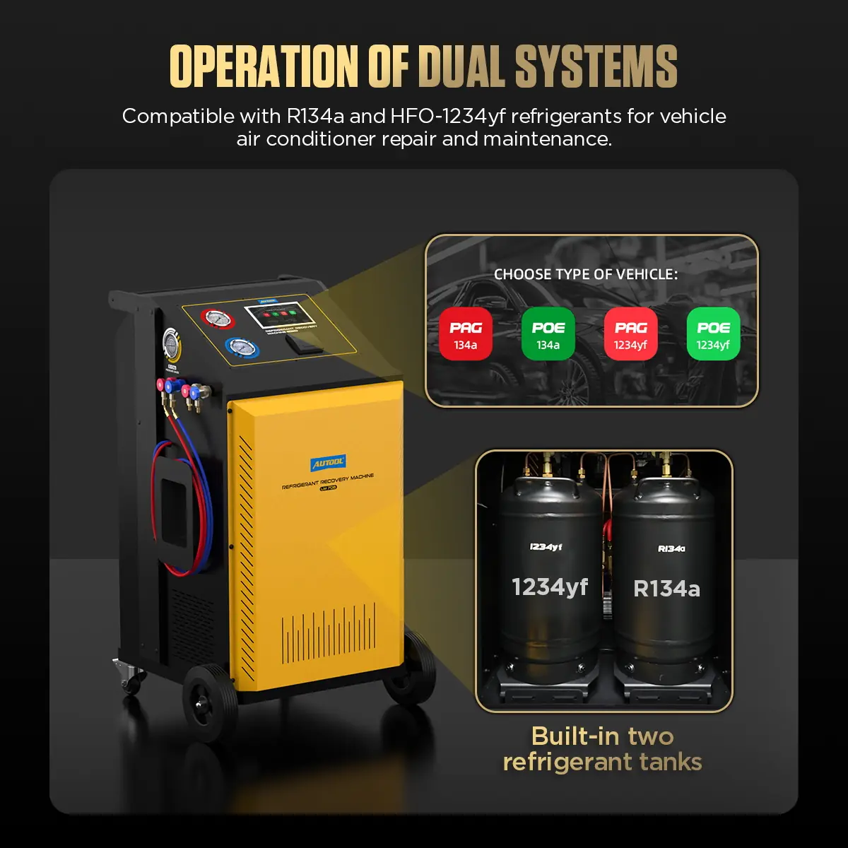 AUTOOL LM708 dual systems and two refrigerant tanks image