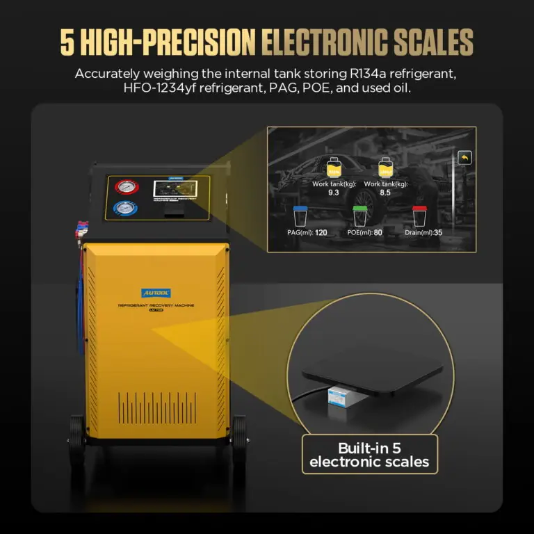 AUTOOL LM708 Fully Automatic Refrigerant Recovery Machine, Built-in Compressor, Scale & Filter, Touch Screen, HVAC Use for R134A & R1234YF