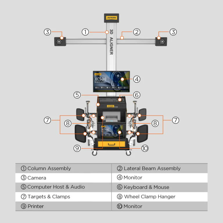 AUTOOL XC508 3D Wheel Alignment Machine with 5 MP Auto-Tracking Cameras