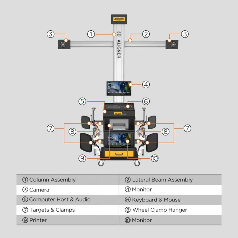 AUTOOL XC508 3D Wheel Alignment Machine with 5 MP Auto-Tracking Cameras