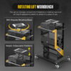 AUTOOL 3 Tier Rolling Trolley Cart with Wheels and Handle, Garage Workshop Storage Rolling Trolley Cart Automotive Diagnostic Service Tool NEW Version