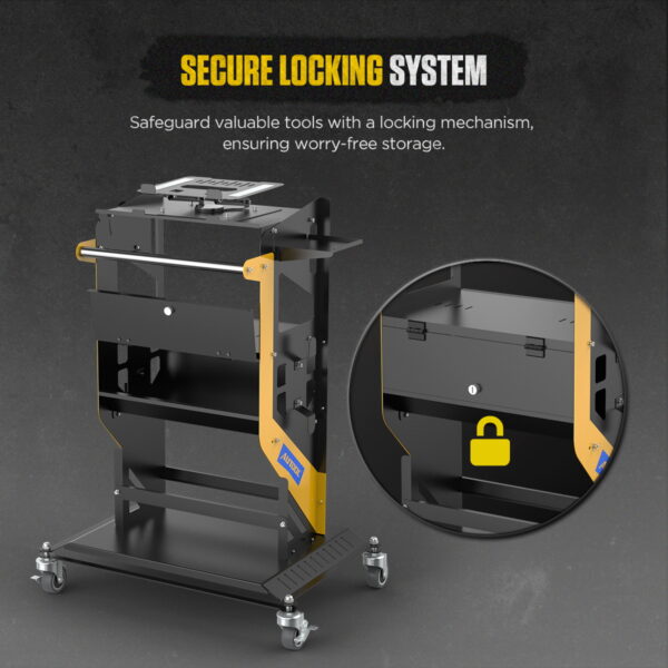 AUTOOL 3 Tier Rolling Trolley Cart with Wheels and Handle, Garage Workshop Storage Rolling Trolley Cart Automotive Diagnostic Service Tool NEW Version