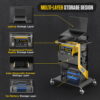 AUTOOL 3 Tier Rolling Trolley Cart with Wheels and Handle, Garage Workshop Storage Rolling Trolley Cart Automotive Diagnostic Service Tool NEW Version