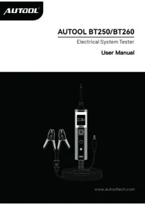 AUTOOL BT250/BT260 user manual cover