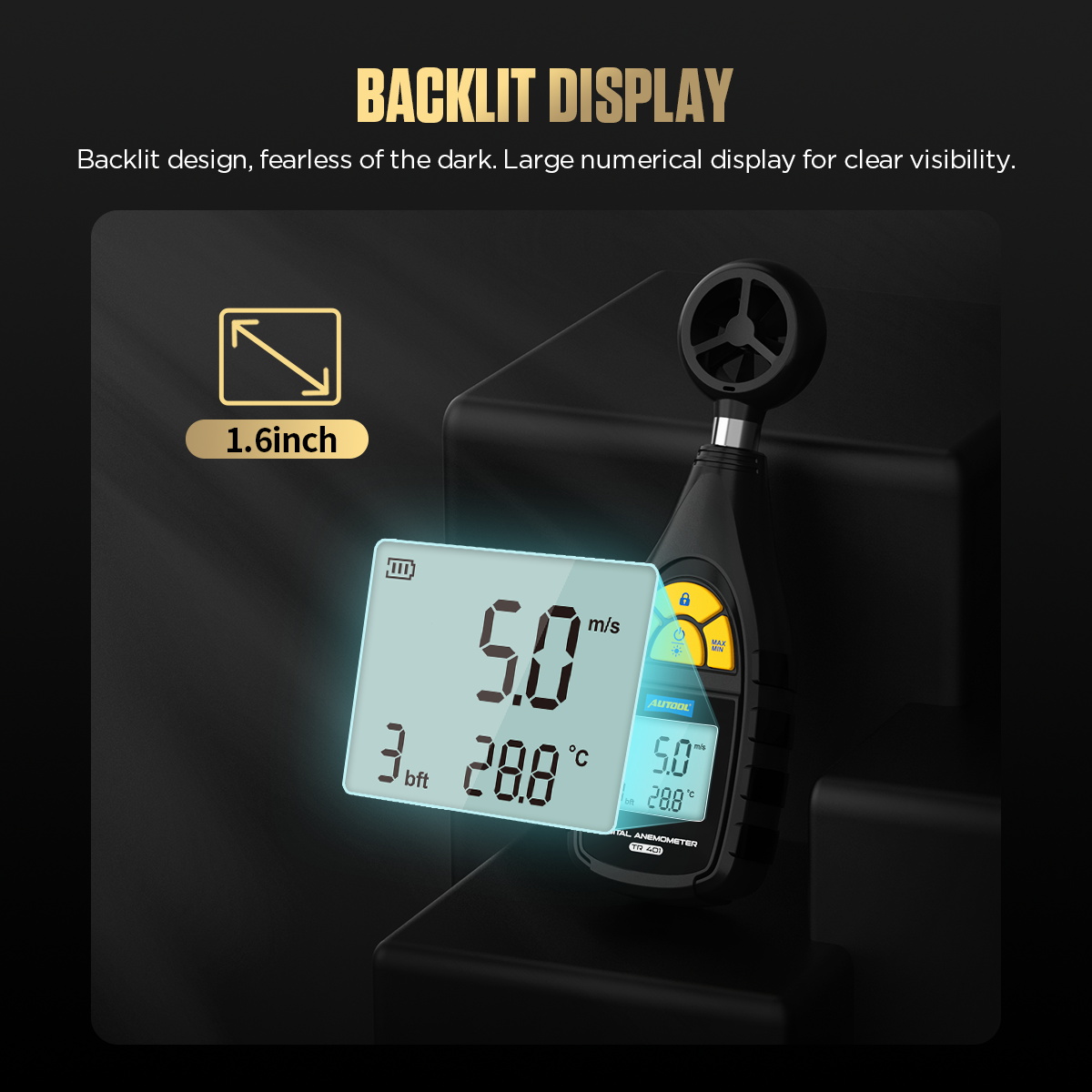 AUTOOL TR401 1.6 inch backlit display feature image
