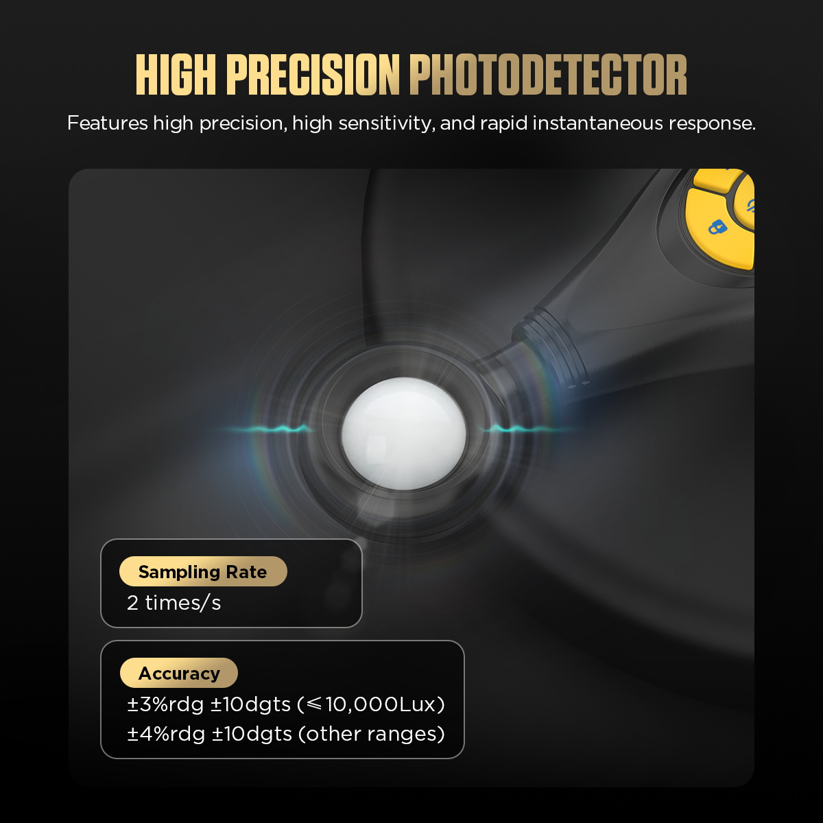 AUTOOL TE301 high precision photodetector with sampling rate and accuracy information